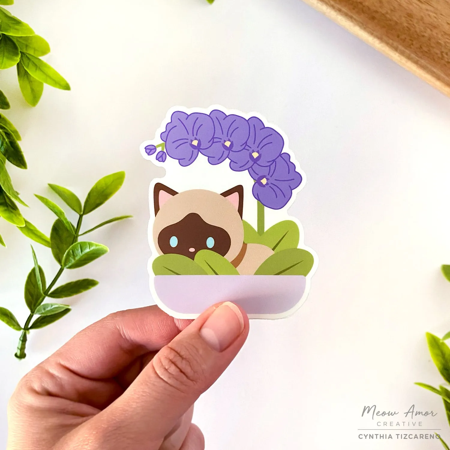 Siamese Purple Orchid Vinyl Sticker