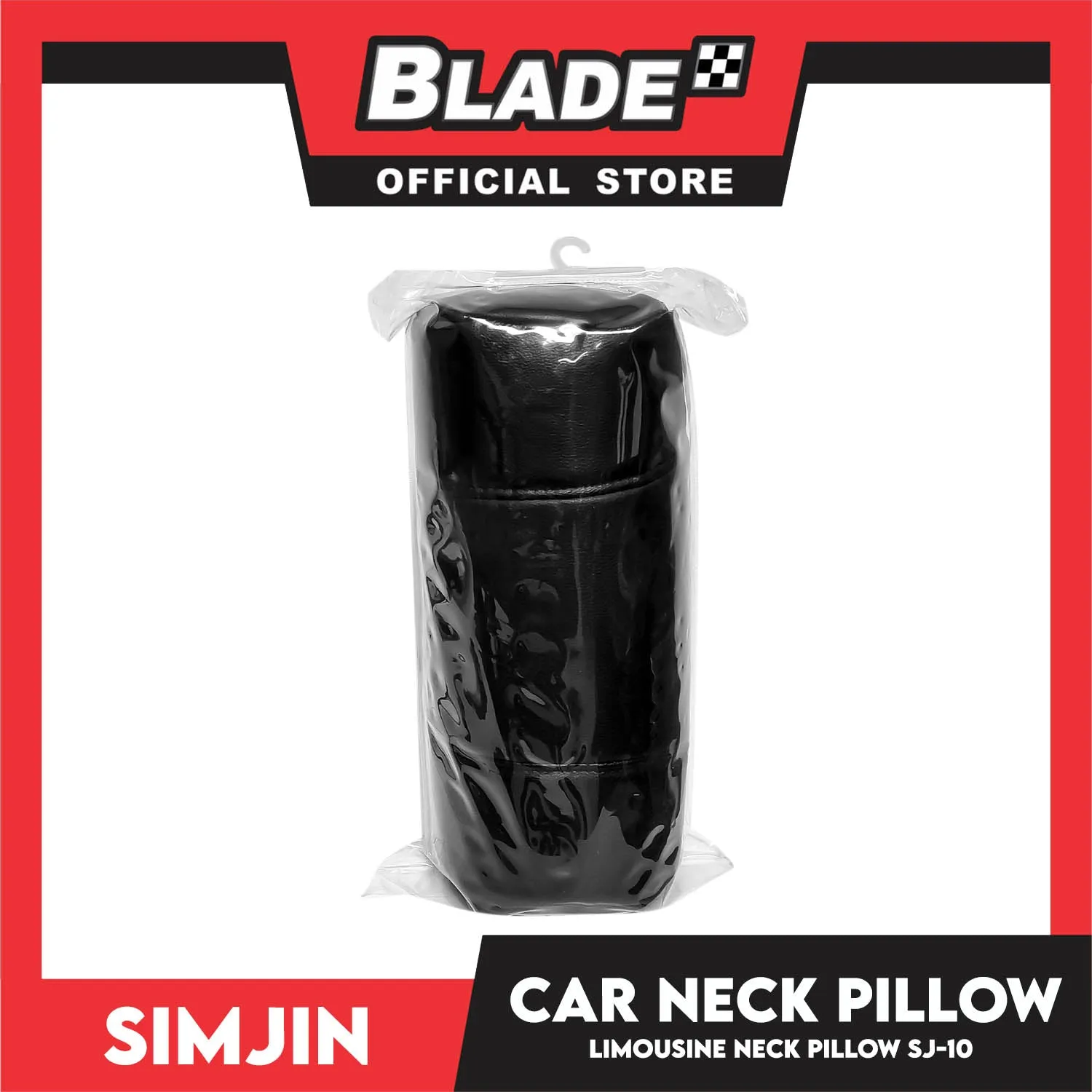 Simjin Car Neck Pillow Cushion, Car Round Leather Headrest Pillow 39cm SJ-10 (Black) Support Pain Relief For Office Chair, Home, Car Driving, Memory Foam And Breathable Cover, Comfortable Ergonomic Design
