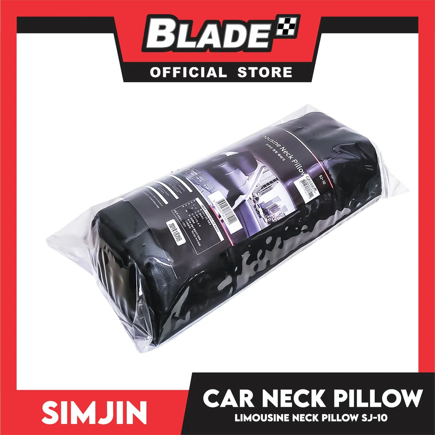 Simjin Car Neck Pillow Cushion, Car Round Leather Headrest Pillow 39cm SJ-10 (Black) Support Pain Relief For Office Chair, Home, Car Driving, Memory Foam And Breathable Cover, Comfortable Ergonomic Design
