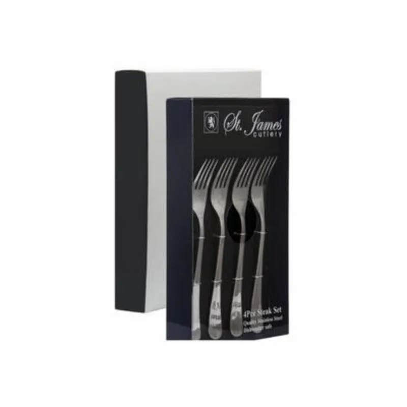 St. James Cutlery Oxford 4 Piece Steak Fork Set