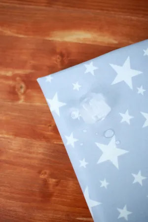 Stars Laminated Cotton Fabric, Laminated Oxford Fabric - White Stars on Gray - By the Yard (43 x 36") 93369