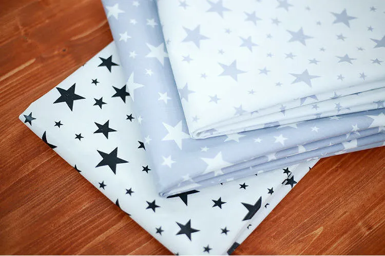 Stars Laminated Cotton Fabric, Laminated Oxford Fabric - White Stars on Gray - By the Yard (43 x 36") 93369