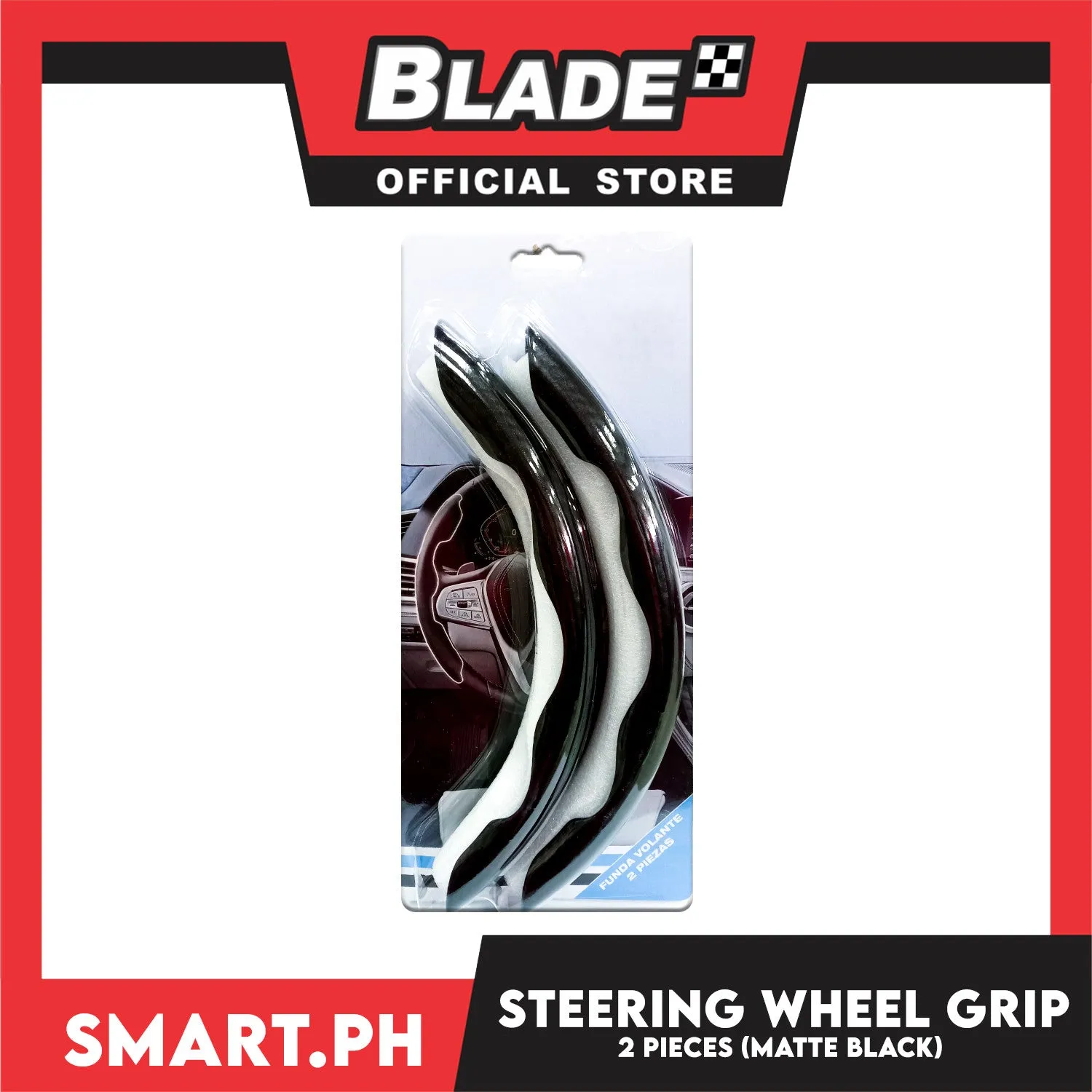 Steering Wheel Cover Grip Set of 2pcs (Matte Black)