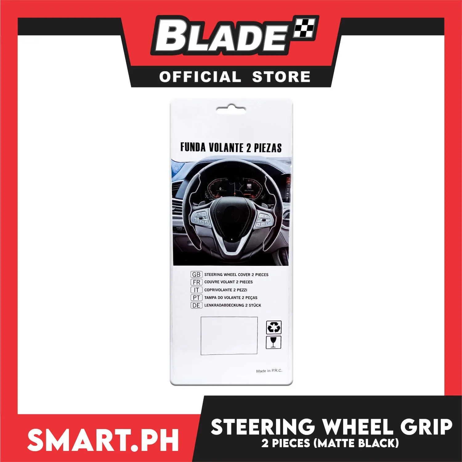 Steering Wheel Cover Grip Set of 2pcs (Matte Black)