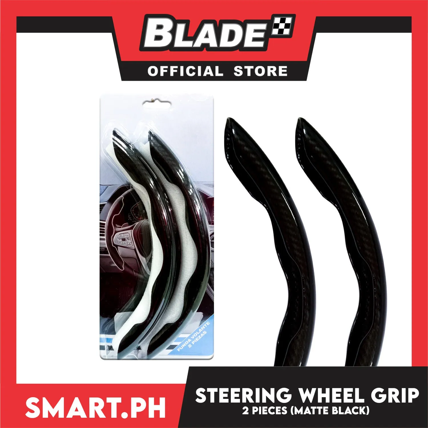 Steering Wheel Cover Grip Set of 2pcs (Matte Black)