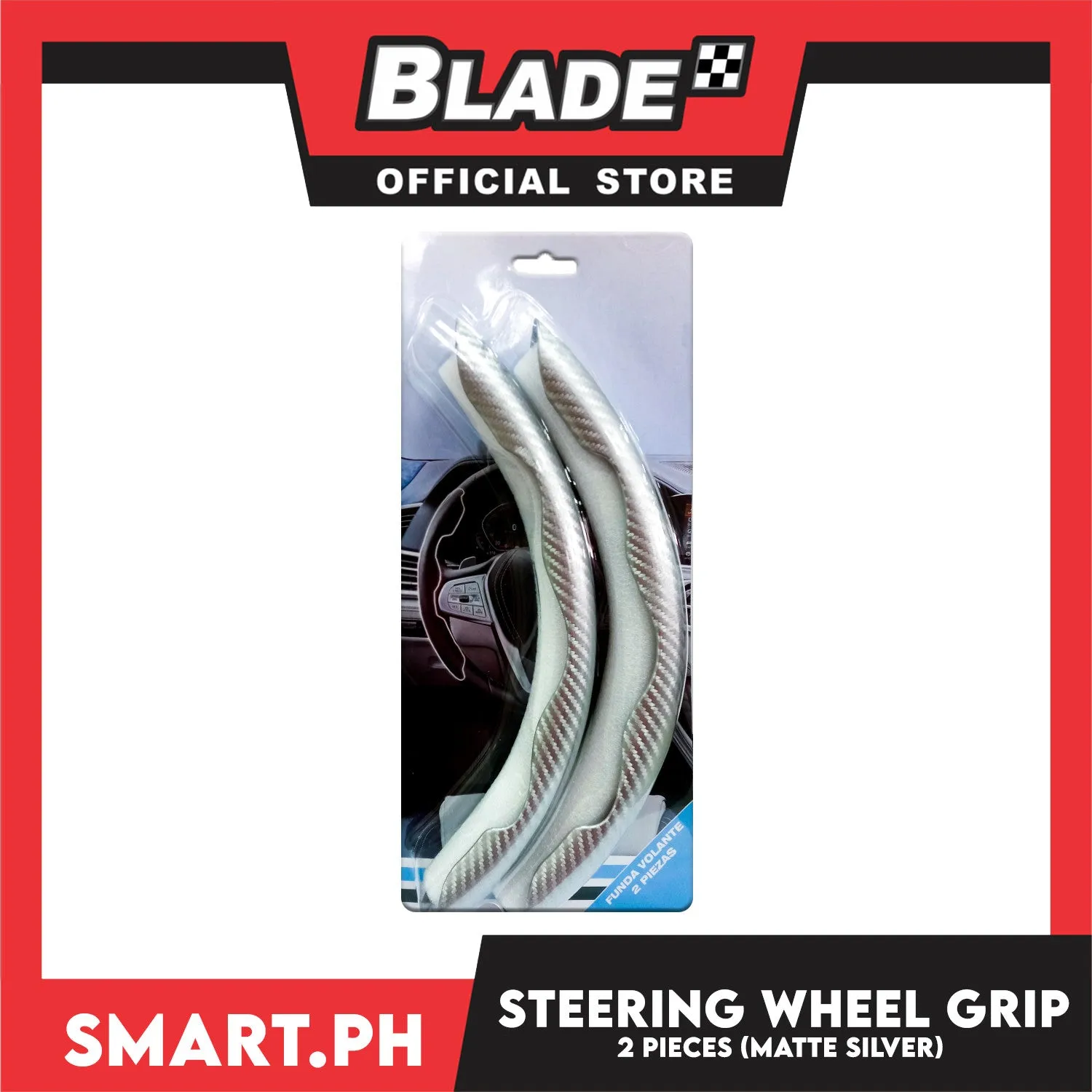 Steering Wheel Cover Grip Set of 2pcs (Matte Silver)