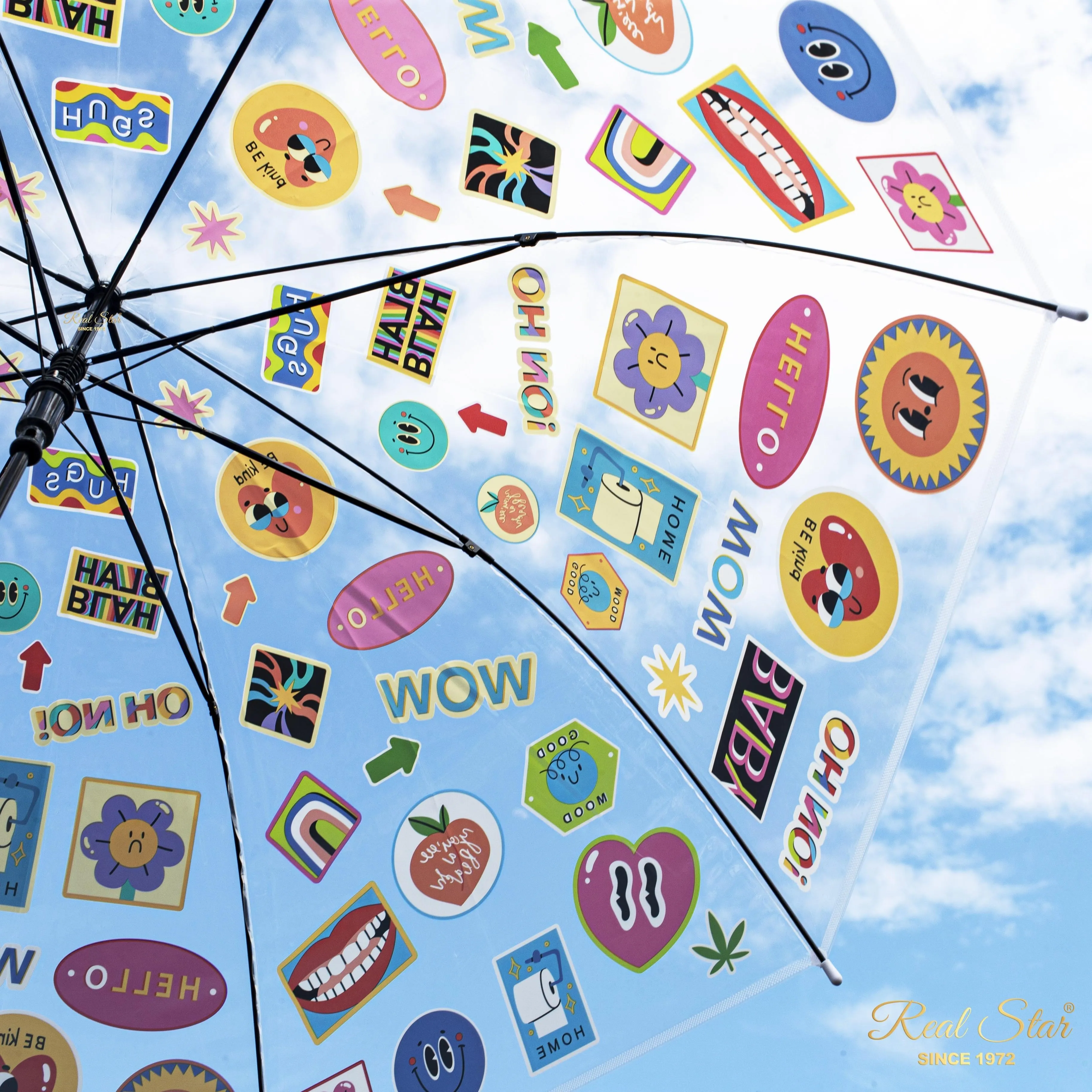 Sticker Print Transparent Umbrella
