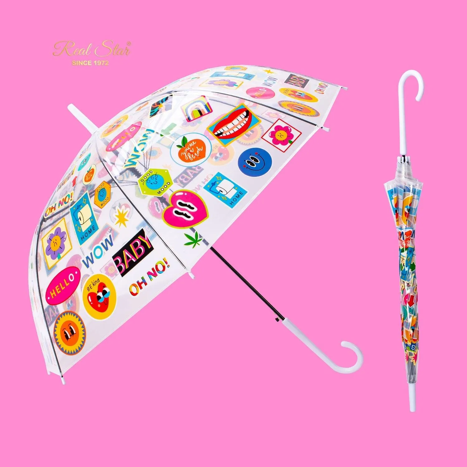 Sticker Print Transparent Umbrella