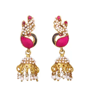 Stylish Fuchsia Peacock Design Jhumki