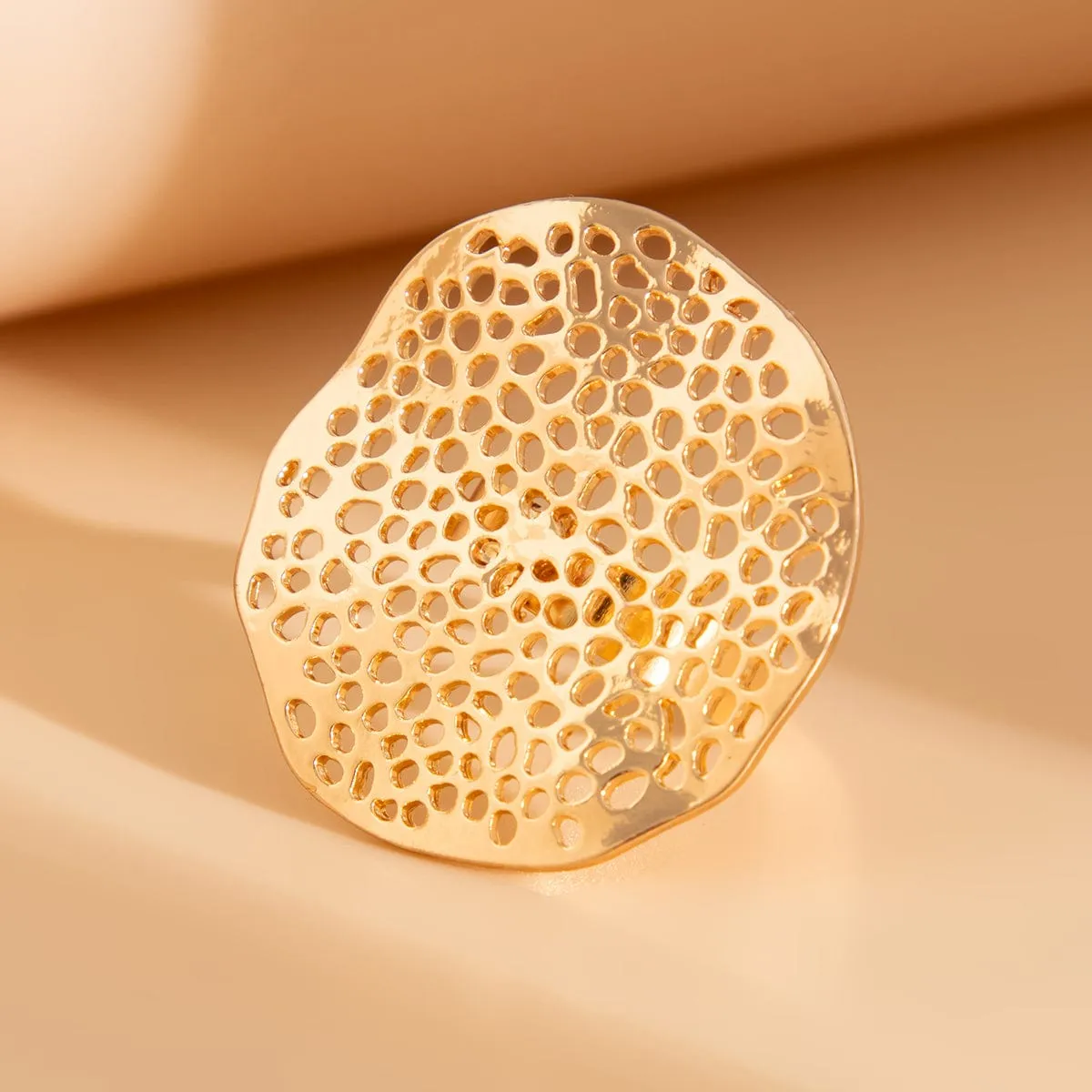 Stylish Hollow Round Disk Adjustable Ring
