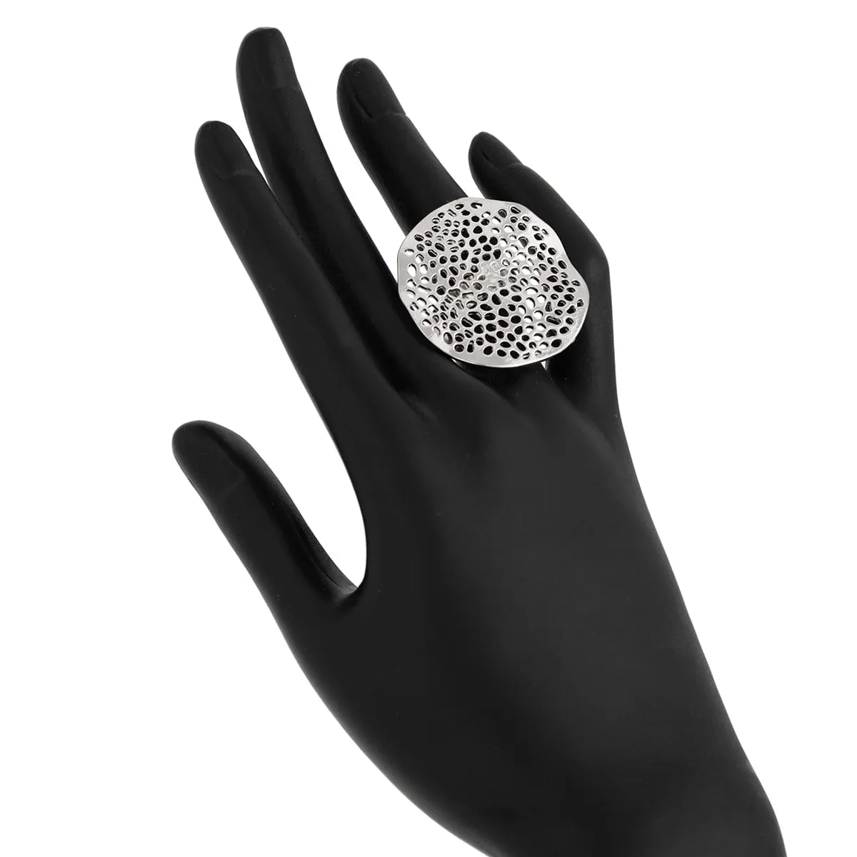 Stylish Hollow Round Disk Adjustable Ring