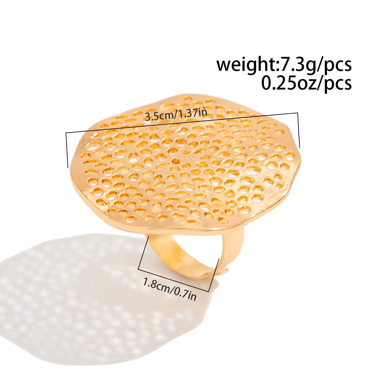 Stylish Hollow Round Disk Adjustable Ring