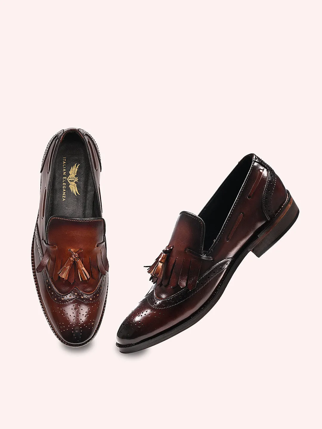 Stylish Kiltie Leather Loafers | Brown