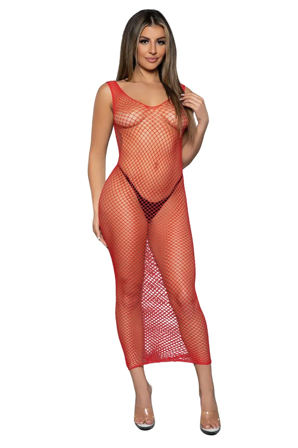 Stylish Sleeveless Fishnet Maxi Dress