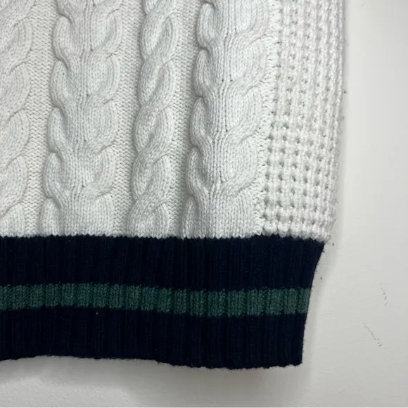 SUNDAY BEST Winston Striped Cozy Collegiate Preppy Classic Cable Knit Sweater