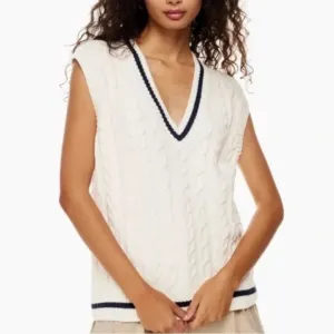 SUNDAY BEST Winston Striped Cozy Collegiate Preppy Classic Cable Knit Sweater