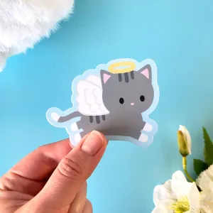 Tabby Cat Angel Vinyl Sticker