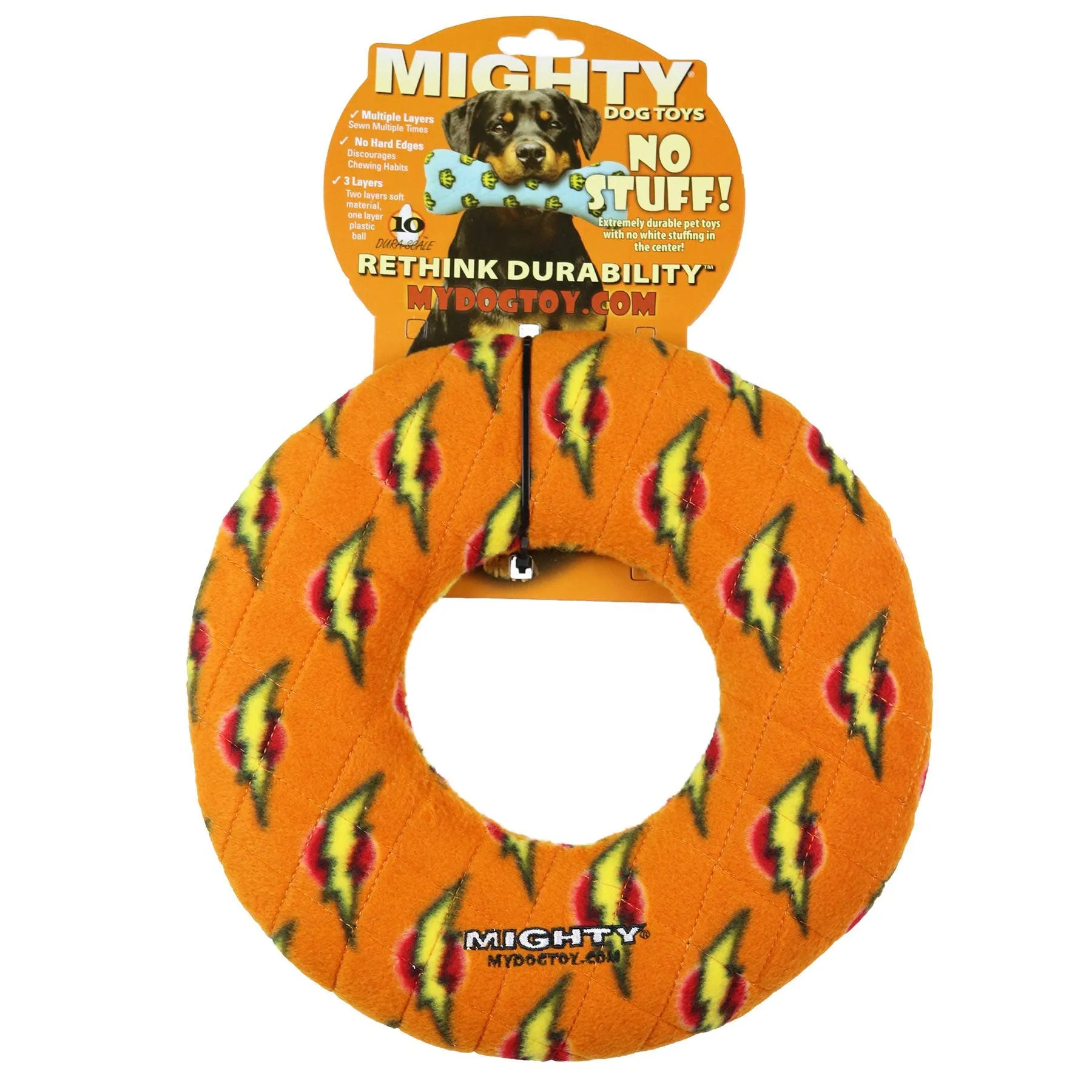 Tuffy Dog Toys - VIP Products - Mighty Ring - Orange, Durable, Squeaky Dog Toy, No Stuffing