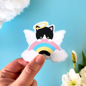 Tuxedo Cat Angel Vinyl Sticker