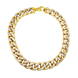 Two-Tone Hollow Puffy Miami Cuban Bracelet (14k)