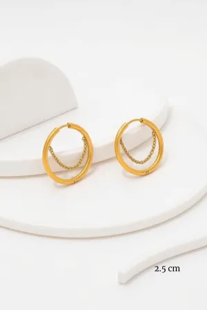 Waterproof Gold Chain Swing Hoop Earrings