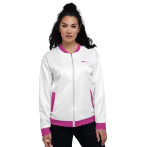 white & pink bomber jacket