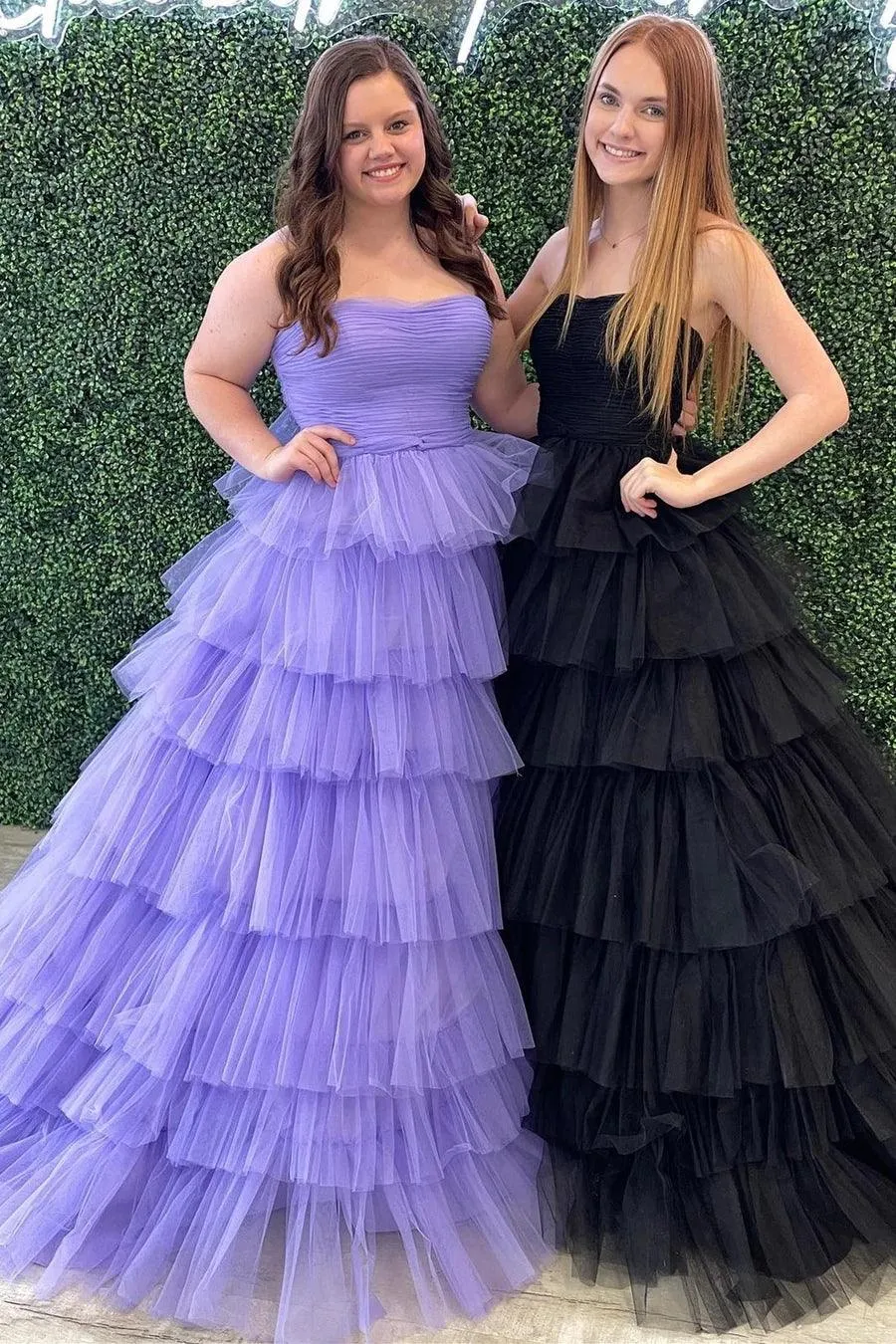 White Strapless Tiered A-Line Long Prom Evening Dress With Ruffles TP1204