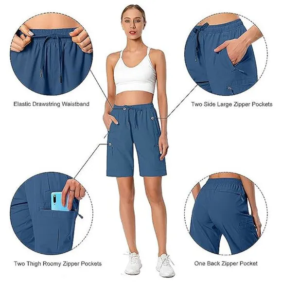 Women's Lightweight Hiking Cargo Shorts Quick Dry Athletic Shorts , Blue