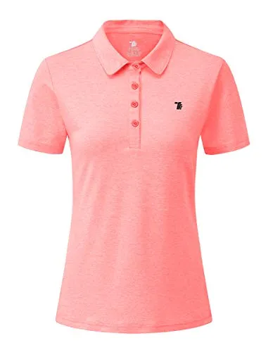 YSENTO Women Polo Shirts Casual Moisture Wicking Sport Work T-Shirts Tees(Pink, Size XL)